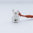 銀製 仔猫 根付