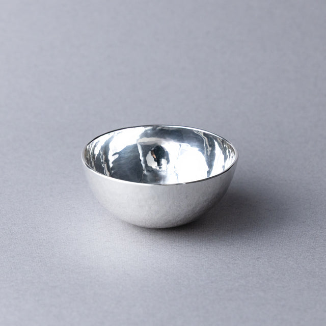 Pure silver sake cup, half moon design