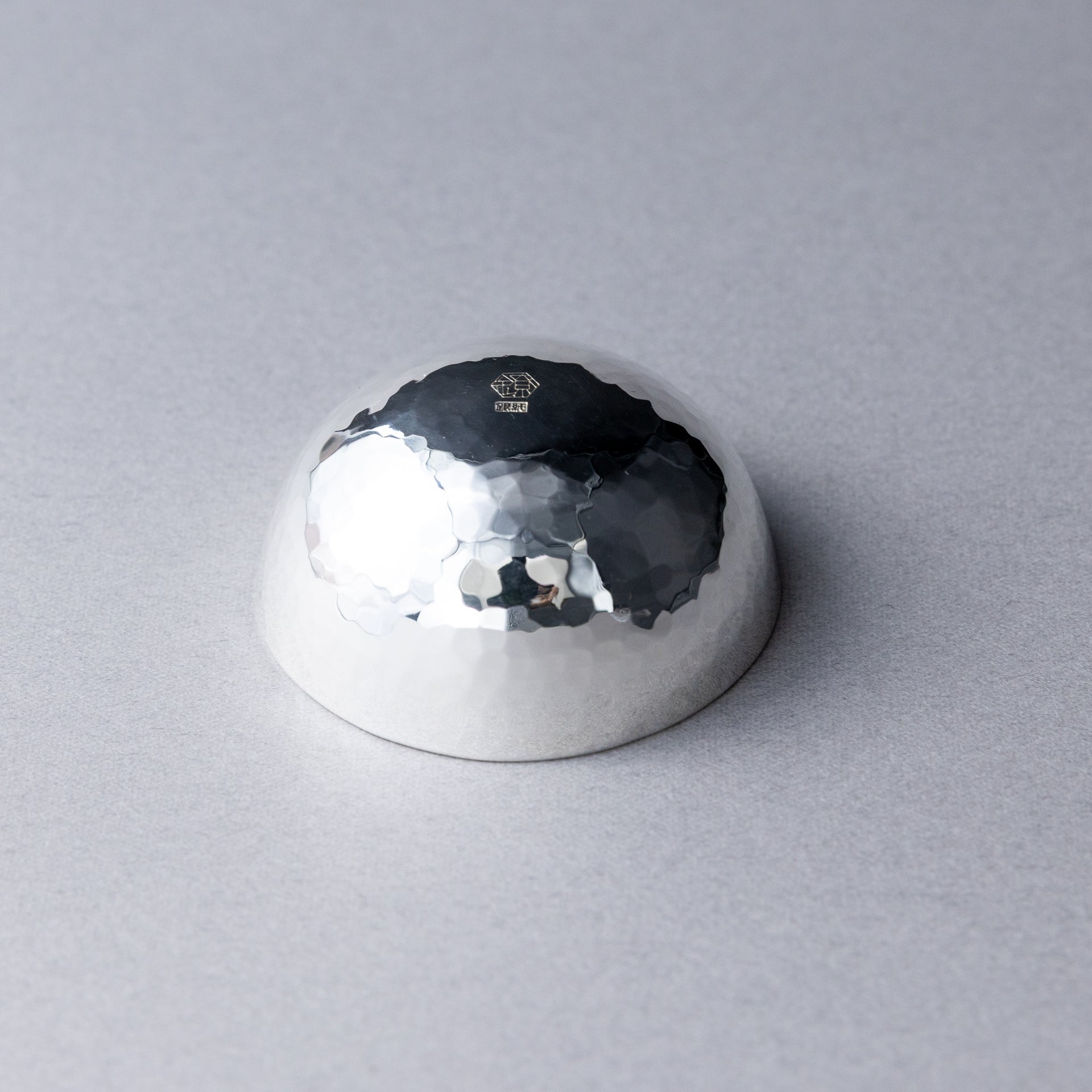 Pure silver sake cup, half moon design