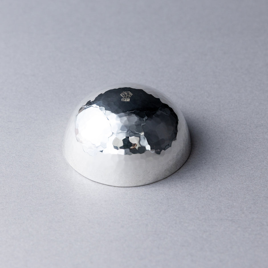 Pure silver sake cup, half moon design