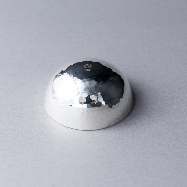Pure silver sake cup, half moon design