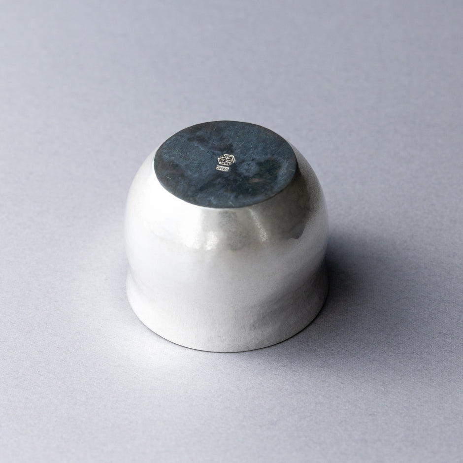 Pure silver sake cup, half moon design