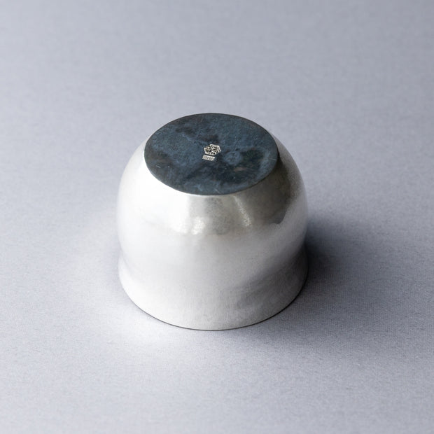 Pure silver sake cup, half moon design