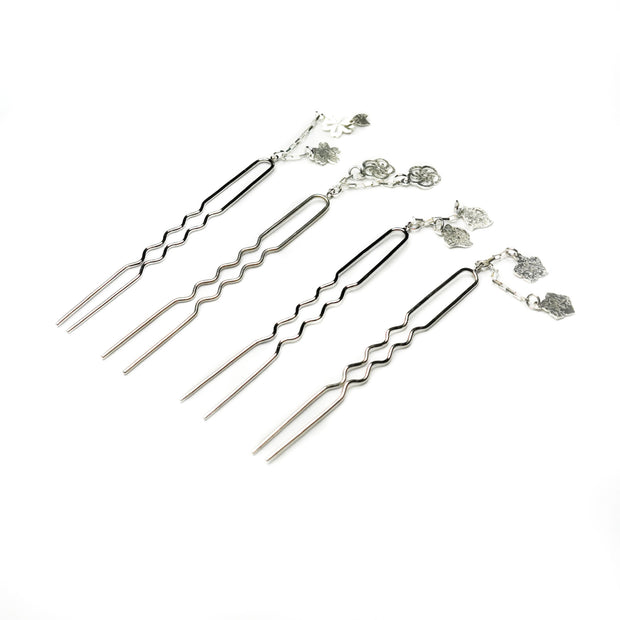 銀の小花 かんざし