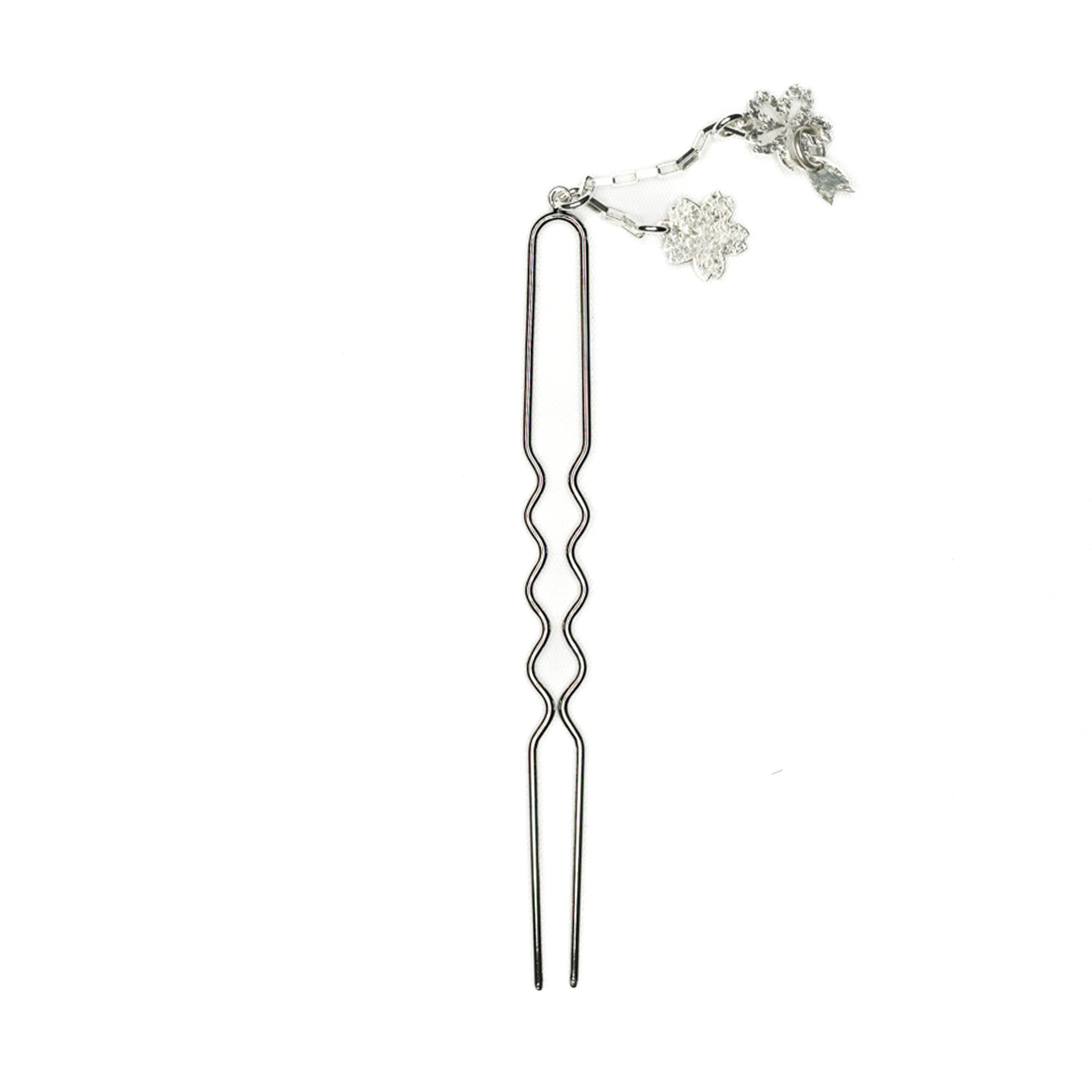 Silver flower hairpin