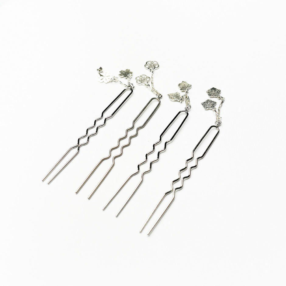 Silver flower hairpin