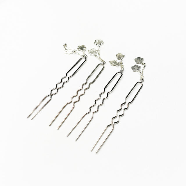 Silver flower hairpin