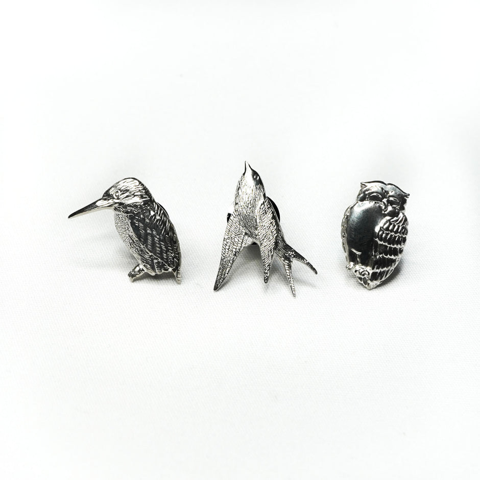 Pin badges and tie tacks - 3 bird designs