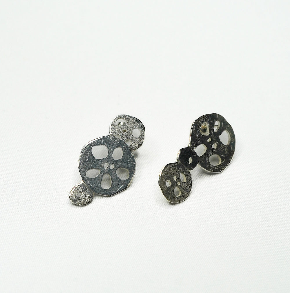 銀製 ピアス 蓮根