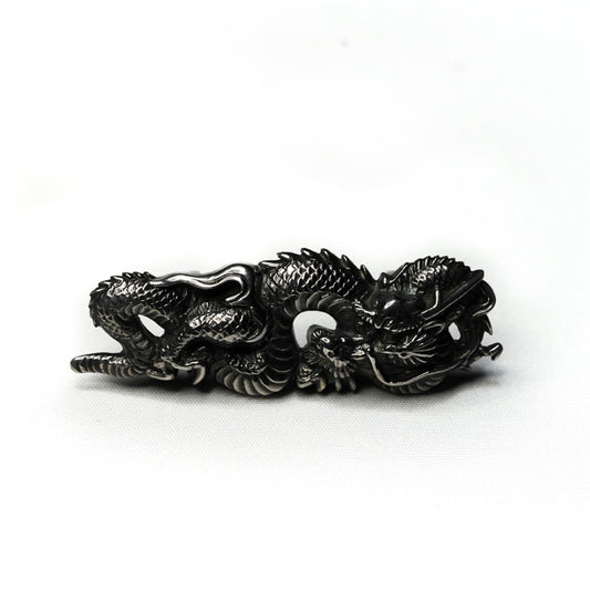 銀製 帯留 龍